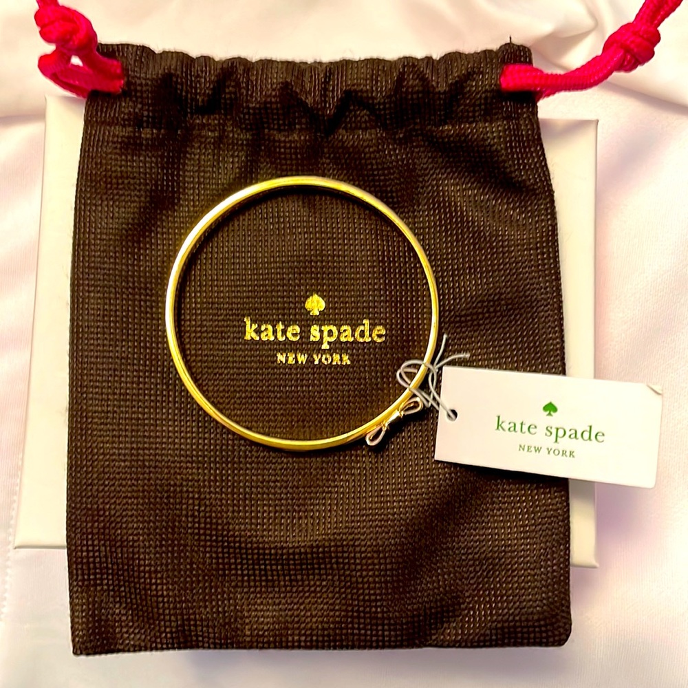 Kate Spade Gold Tone Bangle Bracelet with Black and Ivory Enamel